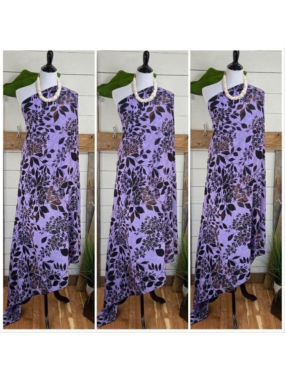 Purple/ Brown/Black Floral SARONG Pareo Lavalava Beach Wrap Skirt Summer Scarf